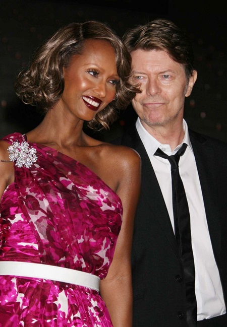 DAVID BOWIE, the infinitely changeable, fiercely forward-looking songwriter who taught generations of musicians about the power of drama, images and personae, died Sunday surrounded by family. He was 69. Bowie died after an 18-month battle with cancer. Pictured: Jan 11, 2016 - New York, New York, U.S. - Model IMAN and singer DAVID BOWIE at the arrivals for the 7th Annual Tribeca Film Festival Vanity Fair party held at the State Supreme Courthouse. (Credit Image: © Henry McGee/ZUMA Wire/ZUMAPRESS.com)