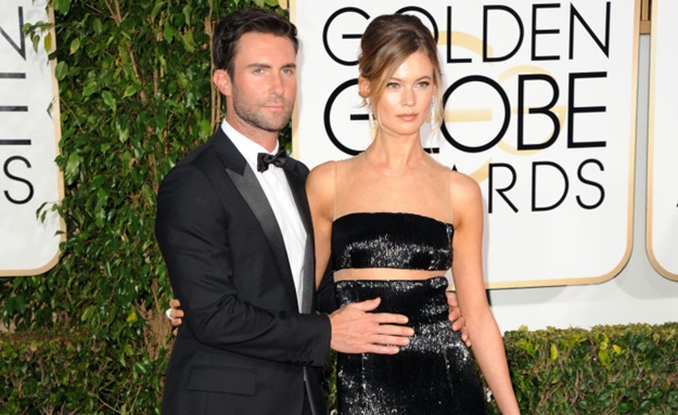 Adam Levine, Behati Prinsloo - January 11, 2015 - 72nd Annual GOLDEN GLOBE AWARDS - Arrivals held at The Beverly Hilton, Beverly Hills, CA. (Photo by David Crotty/Patrick McMullan) *** Please Use Credit from Credit Field ***