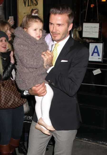 Pictured: David Beckham, Harper Mandatory Credit © DDNY/Broadimage David Beckham takes family to lunch to celebrate Victoria's NYFW success at Balthazar 2/9/14, New York, New York, United States of America Broadimage Newswire Los Angeles 1+ (310) 301-1027 New York 1+ (646) 827-9134 sales@broadimage.com http://www.broadimage.com