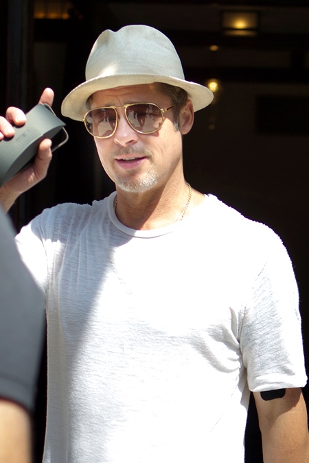 , New York, NY - 7/20/16-Brad Pitt Leaving the Greenwich Hotel -PICTURED: Brad Pitt -PHOTO by: Freddie Baez/startraksphoto.com -FB_1107745 Editorial - Rights Managed Image - Please contact www.startraksphoto.com for licensing fee Startraks Photo New York, NY Image may not be published in any way that is or might be deemed defamatory, libelous, pornographic, or obscene. Please consult our sales department for any clarification or question you may have. For licensing please call 212-414-9464 or email sales@startraksphoto.comStartraks Photo reserves the right to pursue unauthorized users of this image. If you violate our intellectual property you may be liable for actual damages, loss of income, and profits you derive from the use of this image, and where appropriate, the cost of collection and/or statutory damages, New York, NY - 7/20/16-Brad Pitt Leaving the Greenwich Hotel -PICTURED: Brad Pitt -PHOTO by: Freddie Baez/startraksphoto.com -FB_1107745 Editorial - Rights Managed Image - Please contact www.startraksphoto.com for licensing fee Startraks Photo New York, NY Image may not be published in any way that is or might be deemed defamatory, libelous, pornographic, or obscene. Please consult our sales department for any clarification or question you may have. For licensing please call 212-414-9464 or email sales@startraksphoto.comStartraks Photo reserves the right to pursue unauthorized users of this image. If you violate our intellectual property you may be liable for actual damages, loss of income, and profits you derive from the use of this image, and where appropriate, the cost of collection and/or statutory damages