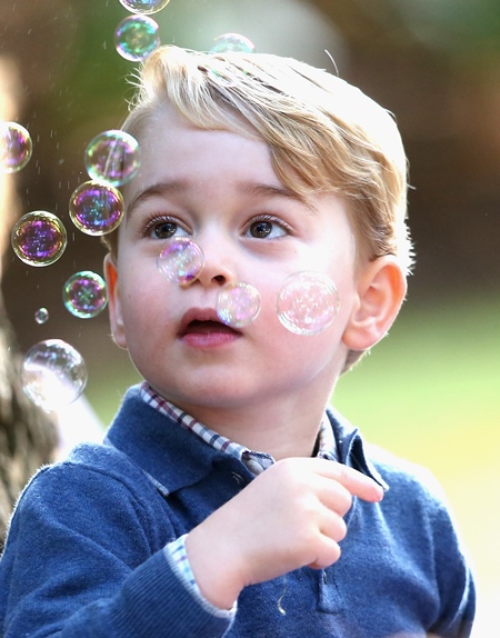 Mandatory Credit: Photo by Tim Rooke/REX/Shutterstock (6047583d) Prince George of Cambridge plays with bubbles at a children's party for Military families during the Royal Tour of Canada. The Duke and Duchess of Cambridge visit Canada - 29 Sep 2016 Prince William, Duke of Cambridge, Catherine, Duchess of Cambridge, Prince George and Princess Charlotte are visiting Canada as part of an eight day visit to the country taking in areas such as Bella Bella, Whitehorse and Kelowna