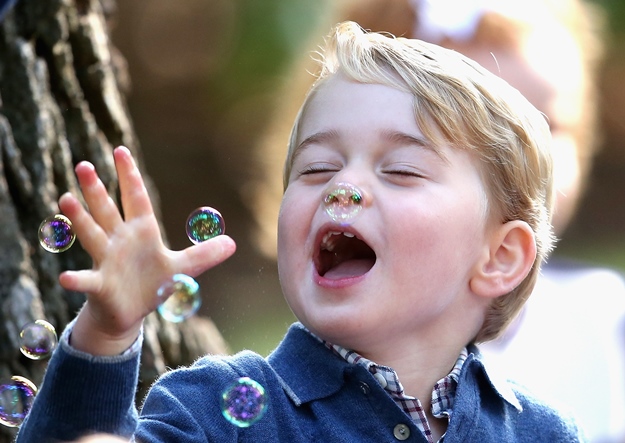 Mandatory Credit: Photo by Tim Rooke/REX/Shutterstock (6047583g) Prince George of Cambridge plays with bubbles at a children's party for Military families during the Royal Tour of Canada. The Duke and Duchess of Cambridge visit Canada - 29 Sep 2016 Prince William, Duke of Cambridge, Catherine, Duchess of Cambridge, Prince George and Princess Charlotte are visiting Canada as part of an eight day visit to the country taking in areas such as Bella Bella, Whitehorse and Kelowna