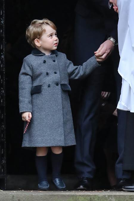 The Duke and Duchess of Cambridge arrive at St Marks Englefield with Prince George and Princess Charlotte. The family were also accompanied by Michael and Carol Middleton, James Middleton, Pippa Middleton and her fiance James Matthews. Featuring: Prince George Where: Englfield, United Kingdom When: 25 Dec 2016 Credit: WENN.com
