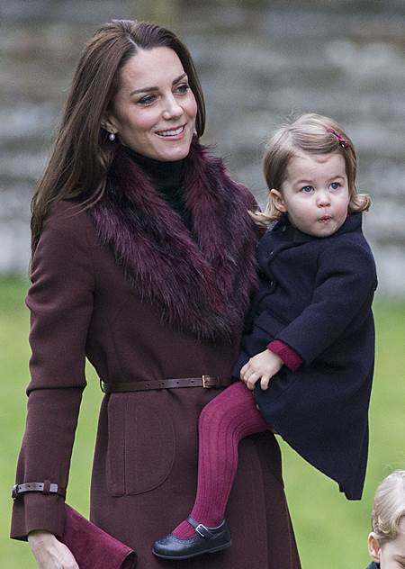 Mandatory Credit: Photo by Rupert Hartley/REX/Shutterstock (7665923e) Prince Willam and Catherine Duchess of Cambridge take Princess Charlotte to church on Christmas morning at Englefield, as they spend Christmas with the Middleton family. Christmas Day church service, Englefield, UK - 25 Dec 2016 Prince Willam and Catherine Duchess of Cambridge take Prince George and Princess Charlotte to church on Christmas morning at Englefield, as they spend Christmas with the Middleton family.