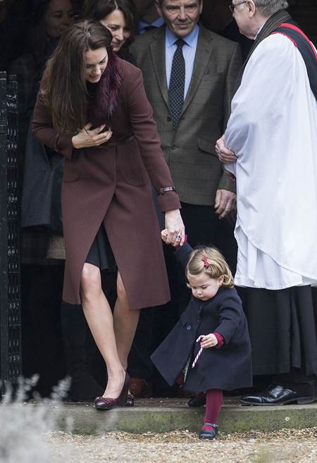 Mandatory Credit: Photo by Rupert Hartley/REX/Shutterstock (7665923o) Catherine Duchess of Cambridge and Prince George Christmas Day church service, Englefield, UK - 25 Dec 2016 Prince Willam and Catherine Duchess of Cambridge take Prince George and Princess Charlotte to church on Christmas morning at Englefield, as they spend Christmas with the Middleton family.