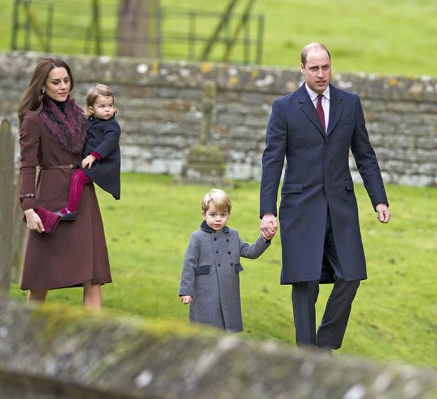 Mandatory Credit: Photo by REX/Shutterstock (7666247c) Catherine Duchess of Cambridge and Prince William with Princess Charlotte and Prince George Christmas Day church service, Englefield, UK - 25 Dec 2016