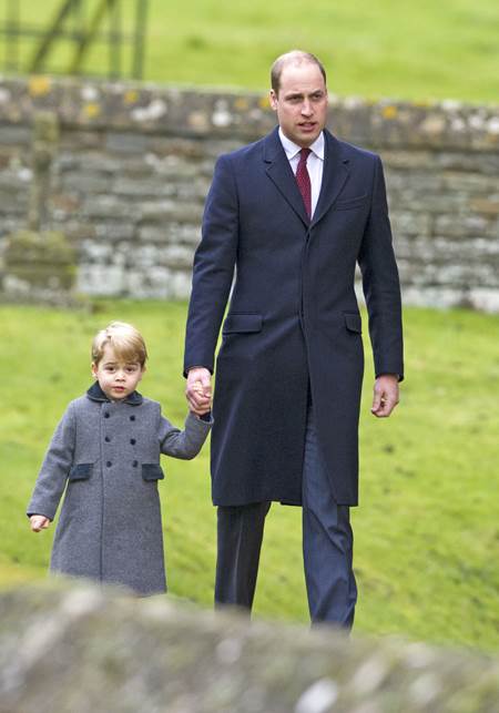 Mandatory Credit: Photo by REX/Shutterstock (7666247d) Prince William and Prince George Christmas Day church service, Englefield, UK - 25 Dec 2016